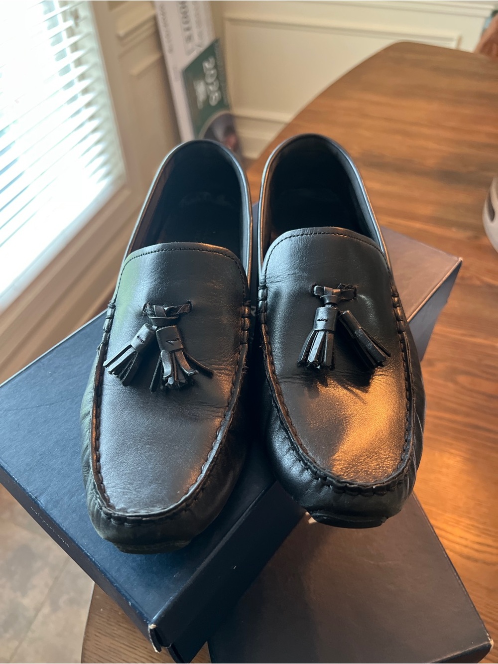 Cole Haan Black Leather Tassel Loafers